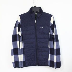 Ralph Lauren Fleece Jacket XS Women Plaid Coat Quilted Puffer LRL blue
